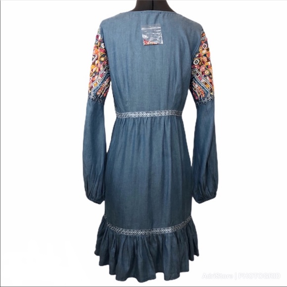 Boston Proper Gorgeous Beaded Chambray Dress 0 - Picture 9 of 16